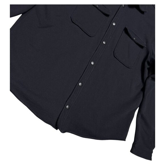 FRANK & OAK Fleece Black Luxury Designer Casual Black Button Shacket Shirt Large - Picture 5 of 6